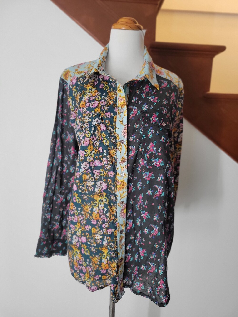 Sundance Floral Melody Shirt Women’s Button Down Top Multicolor Boho Size XL - Picture 6 of 7